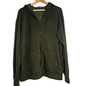 Eddie Bauer Mens Hooded Full Zip Sweater Olive Green Size L